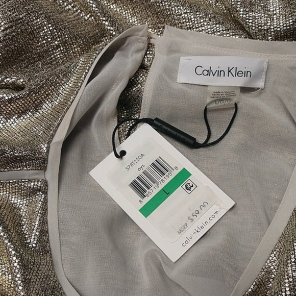CALVIN KLEIN GOLD METALLIC SLEEVELESS TOP NEW WITH TAGS - Picture 4 of 4